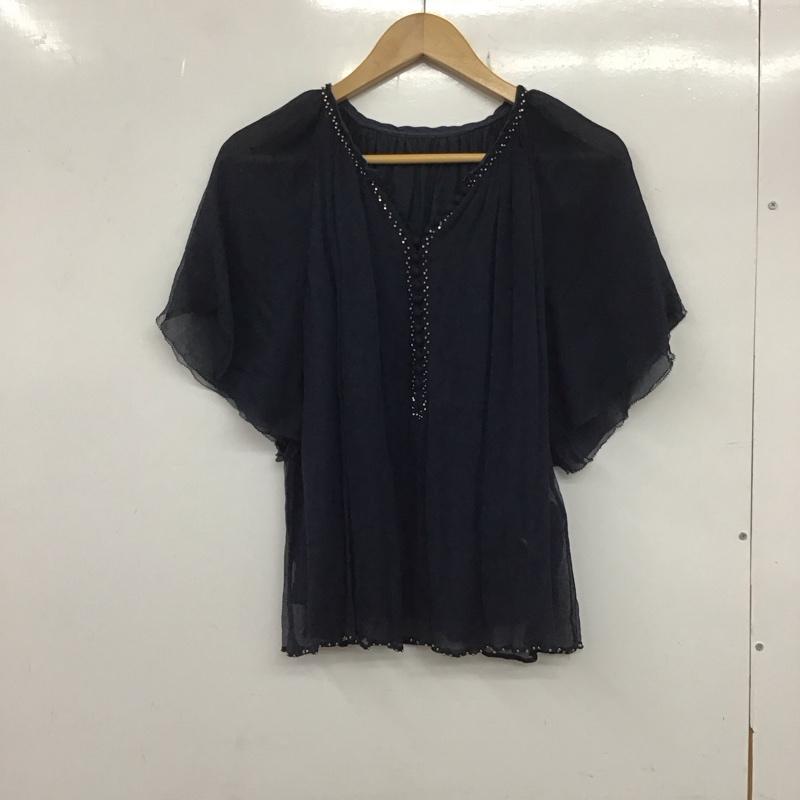 マカフィー MACPHEE カットソー 半袖 プルオーバー シルク 38 無地 紺 / ネイビー /  レディース USED 古着 中古 10133735