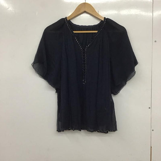 マカフィー MACPHEE カットソー 半袖 プルオーバー シルク 38 無地 紺 / ネイビー /  レディース USED 古着 中古 10133735