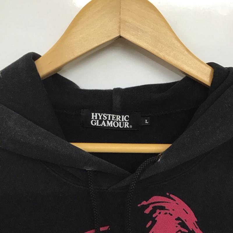 ヒステリックグラマー HYSTERIC GLAMOUR パーカー 長袖 0223CF09 プルオーバー フーディー 裏毛 L プリント 黒 / ブラック /  メンズ USED 古着 中古 10144708