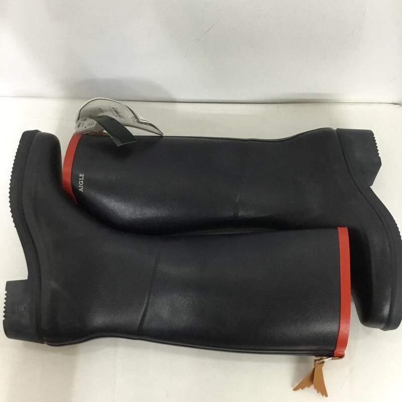 エーグル AIGLE 長靴、レインシューズ 長靴、レインシューズ ZZF8408 ミスジュリエットA ラバーブーツ 39 ロゴ、文字 黒 / ブラック /  レディース USED 古着 中古 10135775