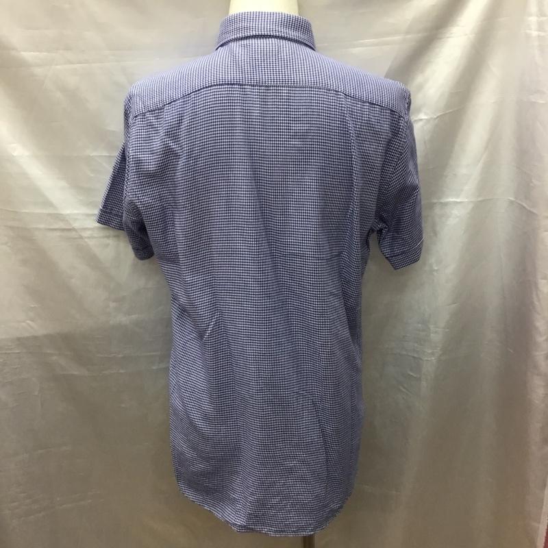 ビームス ハート BEAMS HEART シャツ、ブラウス 半袖 41-01-0060-380 ボタンダウン L 千鳥格子 白 / ホワイト / X 青 / ブルー /  メンズ USED 古着 中古 10117193