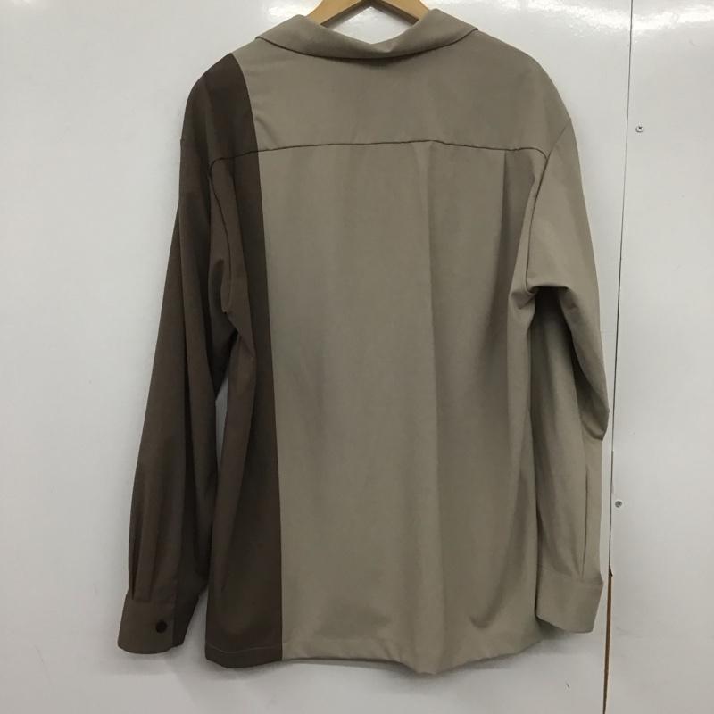 ジーユー GU シャツ、ブラウス 長袖 331-333493 ミハラヤスヒロ オープンカラーシャツ 開襟 L ロゴ、文字 ベージュ / ベージュ / X 茶 / ブラウン /  メンズ USED 古着 中古 10146358