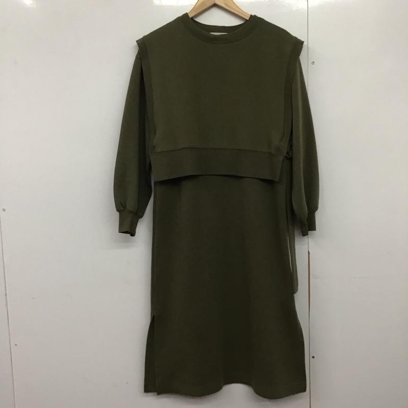 ビームス ハート BEAMS HEART ワンピース ロングスカート 長袖ロングワンピース スウェットワンピース 無地 カーキ / カーキ /  レディース USED 古着 中古 10143709