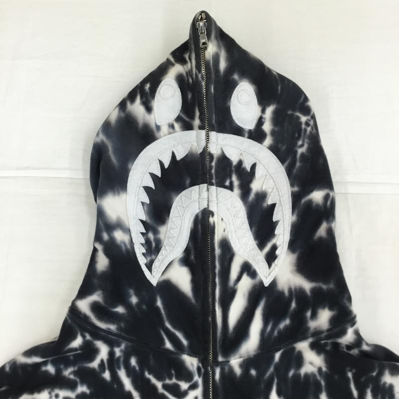 アベイシングエイプ A BATHING APE パーカー 長袖 001ZPF301019X タイダイ　シャークパーカー XL  黒 / ブラック / X 白 / ホワイト /  メンズ USED 古着 中古 10142323