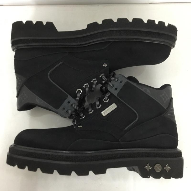 ルイヴィトン LOUIS VUITTON ブーツ ショートブーツ BM1220 オーベルカンフ ライン アンクルブーツ NBA 9 箱有 ロゴ、文字 黒 / ブラック /  メンズ USED 古着 中古 10146265