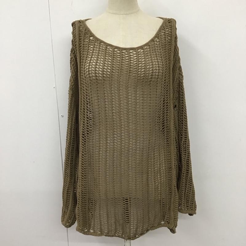ジーナシス JEANASIS ニット、セーター 長袖 js063509cf 5Gクラフトメッシュ2WAYニット FREE 無地 茶 / ブラウン /  レディース USED 古着 中古 10121361