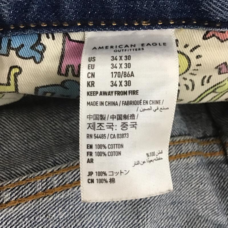 アメリカンイーグル AMERICANEAGLE パンツ デニム、ジーンズ デニムパンツ スリムパンツ カジュアルパンツ 34インチ ダメージ加工 インディゴ / インディゴ /  メンズ USED 古着 中古 10148149