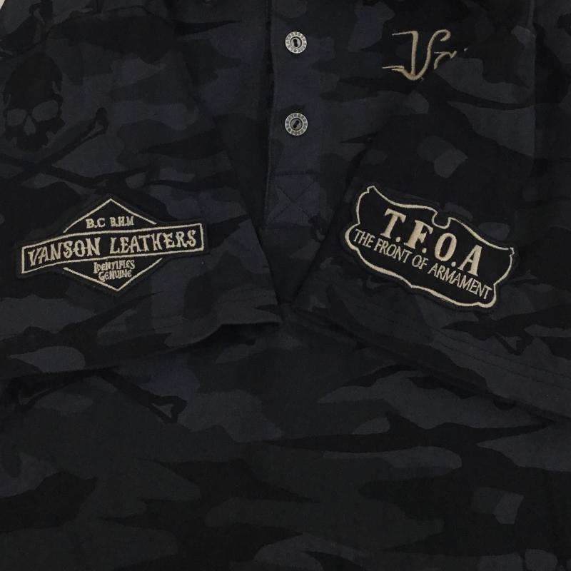 ヴァンソン VANSON ポロシャツ 半袖 武装戦線 M スカル 黒 / ブラック /  メンズ USED 古着 中古 10145809