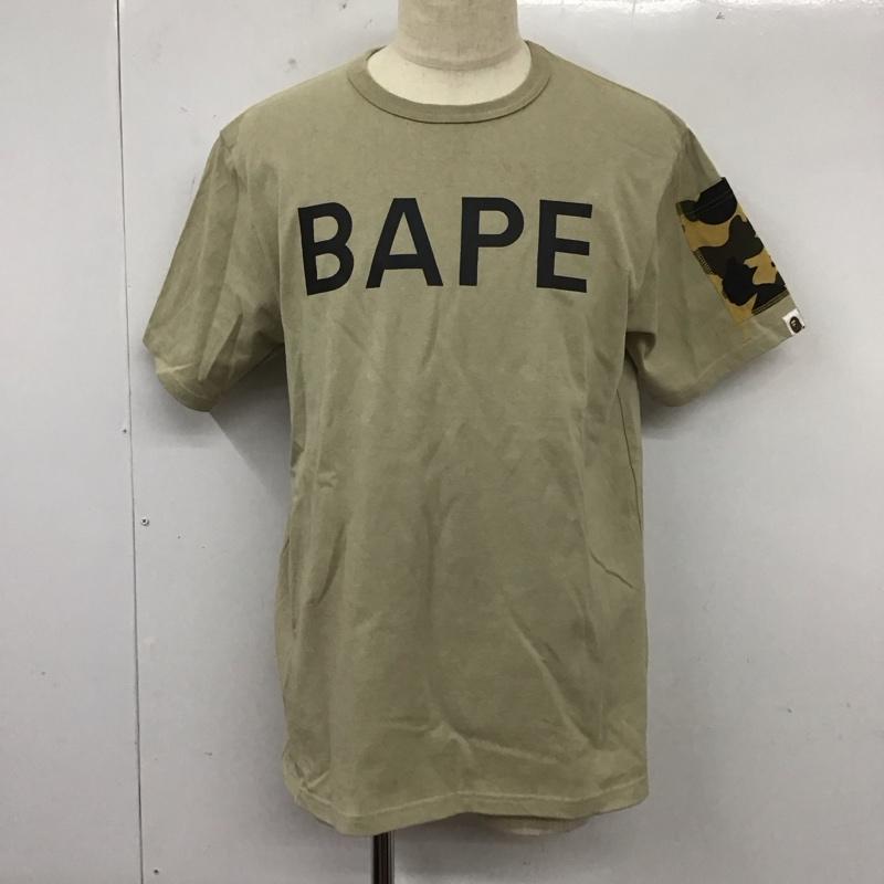 アベイシングエイプ A BATHING APE Tシャツ 半袖 半袖カットソー プリントTシャツ クルーネックカットソー L ロゴ、文字 ベージュ / ベージュ /  メンズ USED 古着 中古 10112708