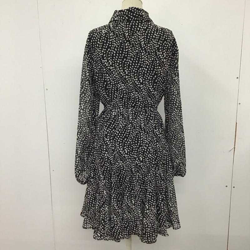 ザラ ZARA ワンピース ひざ丈スカート 4786 271 084 長袖 XS 総柄 黒 / ブラック /  レディース USED 古着 中古 10116181