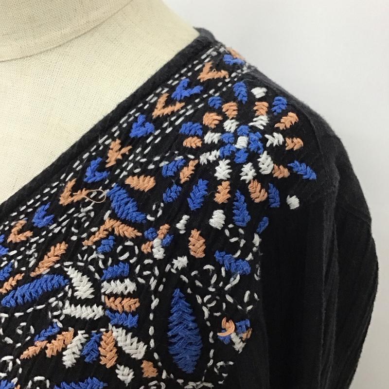 マライカ MALAIKA ワンピース ロングスカート 長袖 コットン リネン 刺繍 黒 / ブラック /  レディース USED 古着 中古 10116472