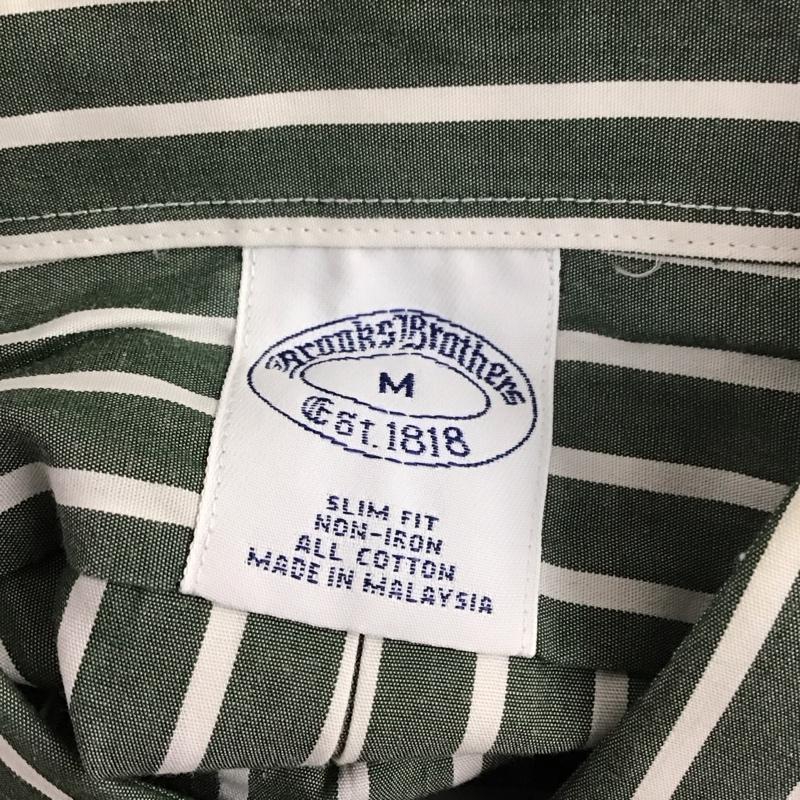 ブルックスブラザーズ BROOKS BROTHERS シャツ、ブラウス 長袖 M ストライプ 白 / ホワイト / X カーキ / カーキ /  メンズ USED 古着 中古 10111185