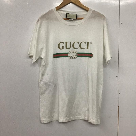 グッチ GUCCI Tシャツ 半袖 半袖カットソー プリントTシャツ クルーネックカットソー S プリント 白 / ホワイト /  メンズ USED 古着 中古 10148991