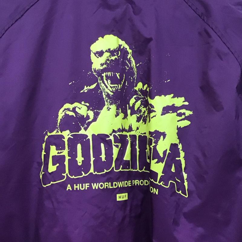 ハフ HUF ジャケット、上着 ジャケット、ブレザー ナイロンジャケット カジュアルジャケット アウター godzilla XL プリント えんじ / ワインレッド /  メンズ USED 古着 中古 10129045