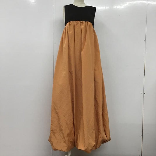 ザラ ZARA ワンピース ロングスカート 1198 027 639 コンビネーション ボリュームワンピース ノースリーブ S 無地 黒 / ブラック / X 橙 / オレンジ /  レディース USED 古着 中古 10107160