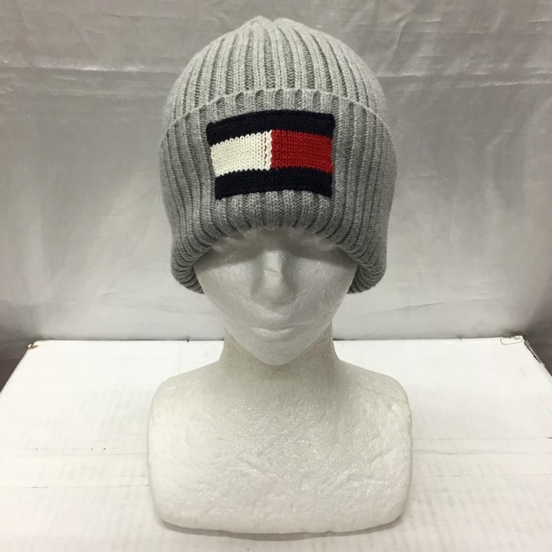 トミーヒルフィガー TOMMY HILFIGER 帽子 ニット帽 C8878B9190 JS AM FOSTER FLAG SOLID HAT コットン ワンポイント 灰 / グレー /  メンズ USED 古着 中古 10119101
