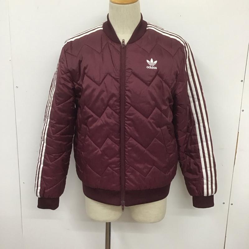 アディダス adidas ジャケット、上着 ジャケット、ブレザー dh5014 キルティング中綿ブルゾン ジップアップジャケット アウター L ロゴ、文字 えんじ / ワインレッド /  メンズ USED 古着 中古 10108488