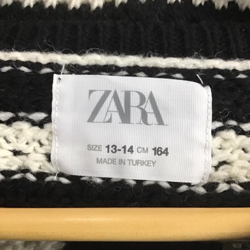 ザラ ZARA カーディガン 長袖 160cm ボーダー柄 白 / ホワイト / X 黒 / ブラック /  ガールズ USED 古着 中古 10139985