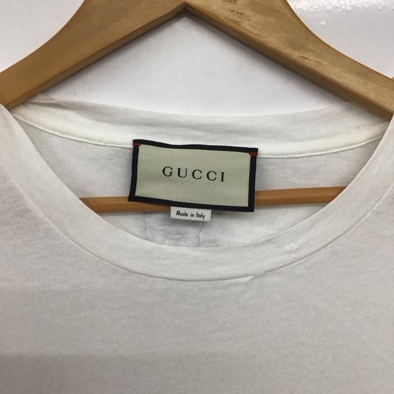 グッチ GUCCI Tシャツ 半袖 半袖カットソー プリントTシャツ クルーネックカットソー S プリント 白 / ホワイト /  メンズ USED 古着 中古 10148991