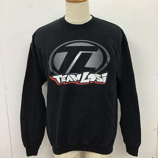 ヘインズ HANES トレーナー 長袖 長袖トレーナー スウェット クルーネック リブスウェットカットソー M ロゴ、文字 黒 / ブラック /  メンズ USED 古着 中古 10115722