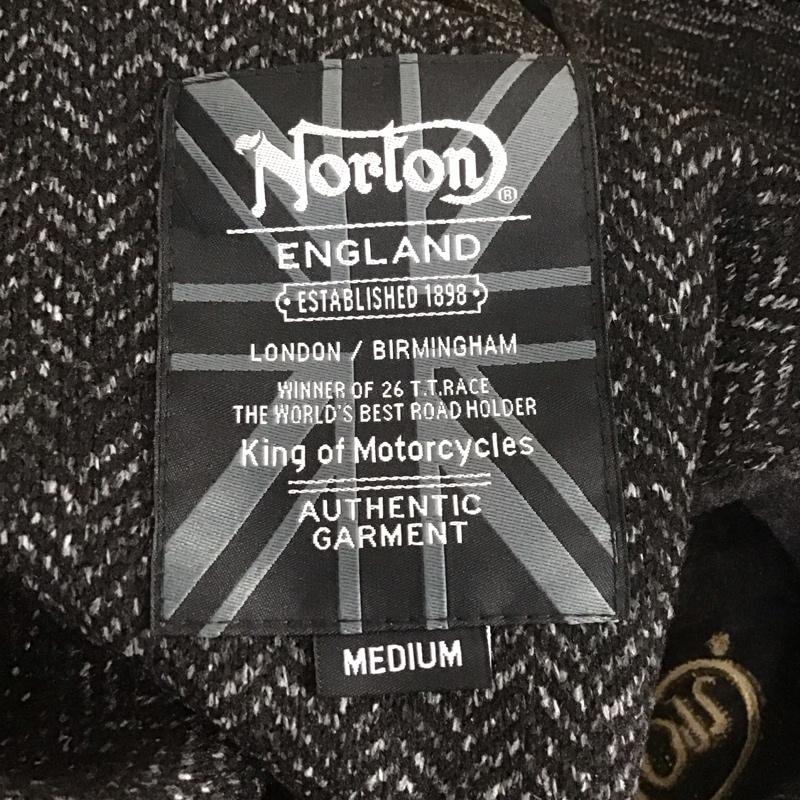 ノートン Norton ジャケット、上着 ジャンパー、ブルゾン 223N1308 ポリ杢ヘリンボーンボリュームネックジャケット バイカージャケット アウター M ロゴ、文字 灰 / グレー /  メンズ USED 古着 中古 10106788
