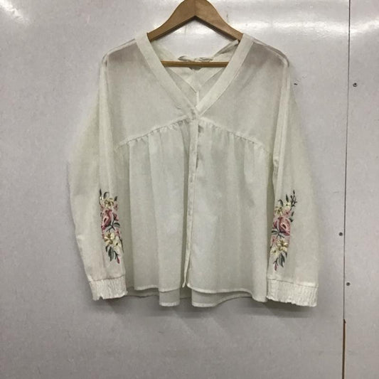 フレームス レイカズン frames RAY CASSIN シャツ、ブラウス 長袖 572-112560 Vネック FREE 刺繍 白 / ホワイト /  レディース USED 古着 中古 10139232