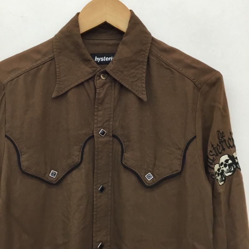 ヒステリックグラマー HYSTERIC GLAMOUR シャツ、ブラウス 長袖 36 ロゴ、文字 茶 / ブラウン /  メンズ USED 古着 中古 10137584
