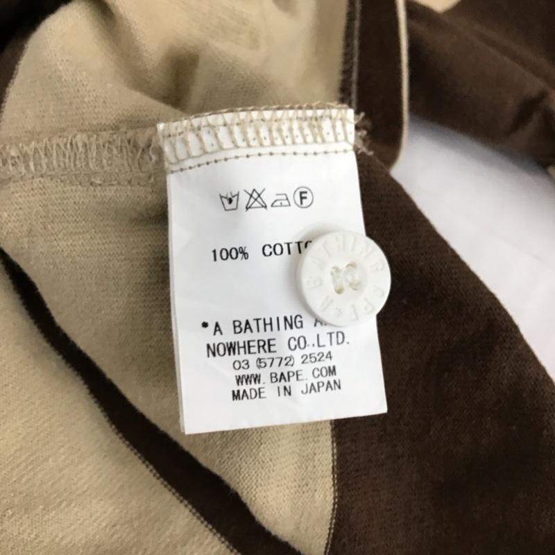 アベイシングエイプ A BATHING APE カットソー 長袖 長袖ポロシャツ カラーシャツ ロングスリーブカットソー XXS ボーダー柄 茶 / ブラウン /  レディース USED 古着 中古 10117497
