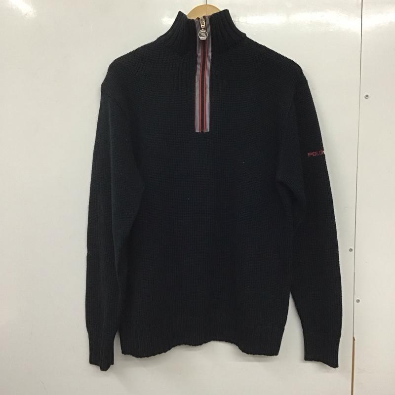 ポロスポーツラルフローレン POLOSPORT ニット、セーター 長袖 長袖ニットカットソー スタンドカラージップアップネック セーター L ロゴ、文字 黒 / ブラック /  メンズ USED 古着 中古 10140269