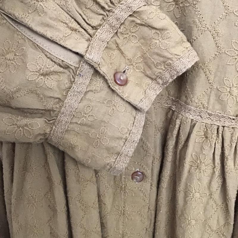 サマンサモスモス Samansa Mos2 ワンピース ロングスカート 長袖シャツワンピース ロングワンピース フレアスカート FREE 総柄 茶 / ブラウン /  レディース USED 古着 中古 10141997