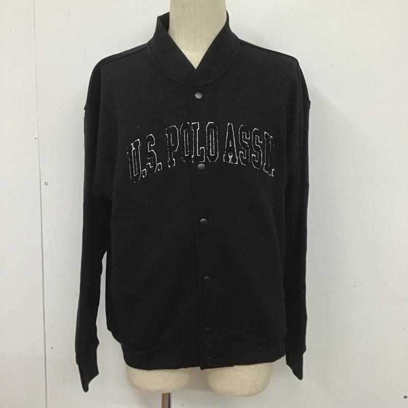 ユーエスポロアッスン U.S.POLO ASSN. ジャケット、上着 ジャケット、ブレザー スウェットジャケット ノーカラージャケット リブスウェット カジュアルジャケット M ロゴ、文字 黒 / ブラック /  メンズ USED 古着 中古 10106322