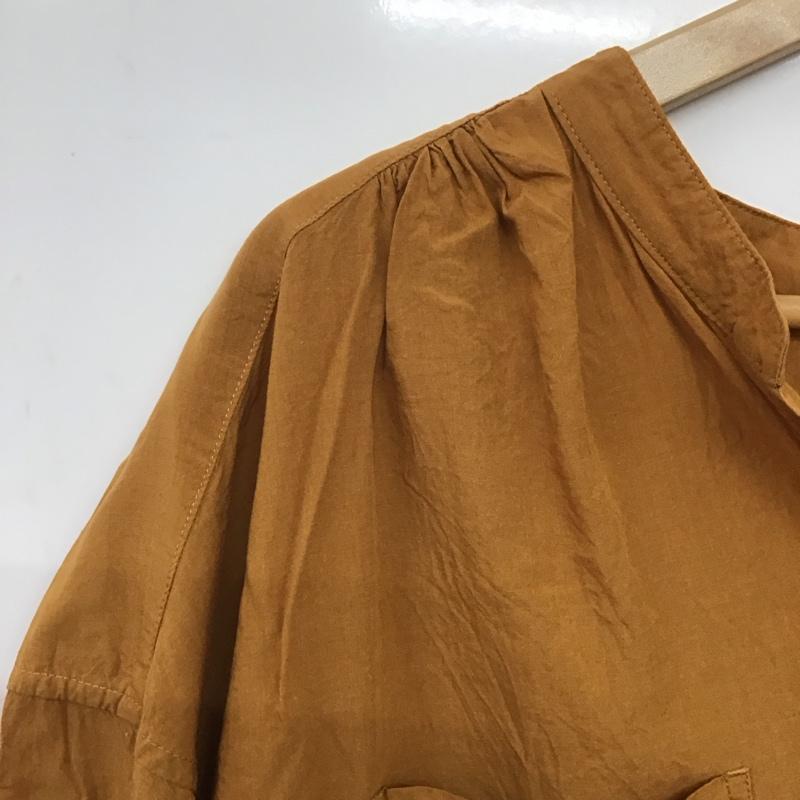 グリーンレーベルリラクシング green label relaxing シャツ、ブラウス 七分袖 3611-105-1183 CB ダブルポケット ルーズVスキッパーブラウス 無地 茶 / ブラウン /  レディース USED 古着 中古 10140703