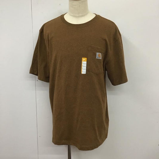 カーハート Carhartt Tシャツ 半袖 K87-M Tシャツ 半袖カットソー クルーネックカットソー L ロゴ、文字 茶 / ブラウン /  メンズ USED 古着 中古 10112529