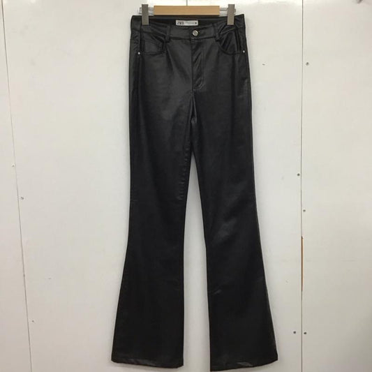 ザラ ZARA ボトムス ボトムス 4387 278 800 フェイクレザーパンツ ロゴ、文字 黒 / ブラック /  レディース USED 古着 中古 10138569
