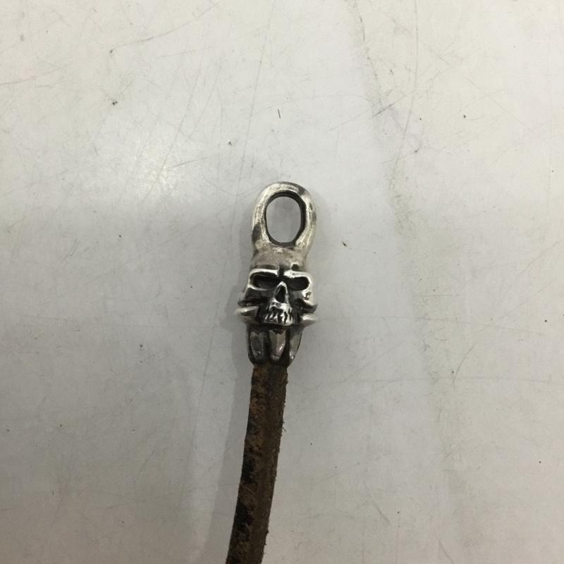 古着 USED アクセサリー ブレスレット、バングル THIRTEEN DESIGNS スカル ドクロ レザー スカル 銀 / シルバー / X 茶 / ブラウン /  メンズ USED 古着 中古 10139984