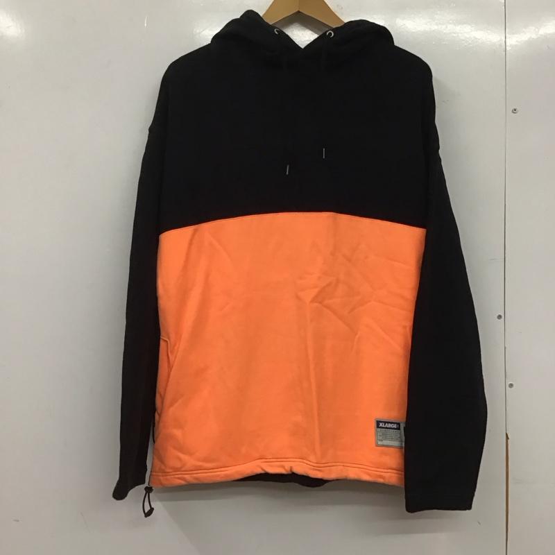 エクストララージ XLARGE パーカー 長袖 長袖パーカー プルオーバーパーカー スウェット M 無地 黒 / ブラック / X 橙 / オレンジ /  メンズ USED 古着 中古 10144785