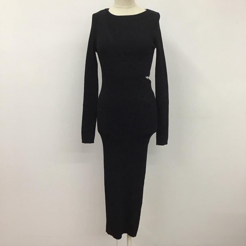 ザラ ZARA ワンピース ロングスカート S 無地 黒 / ブラック /  レディース USED 古着 中古 10110505