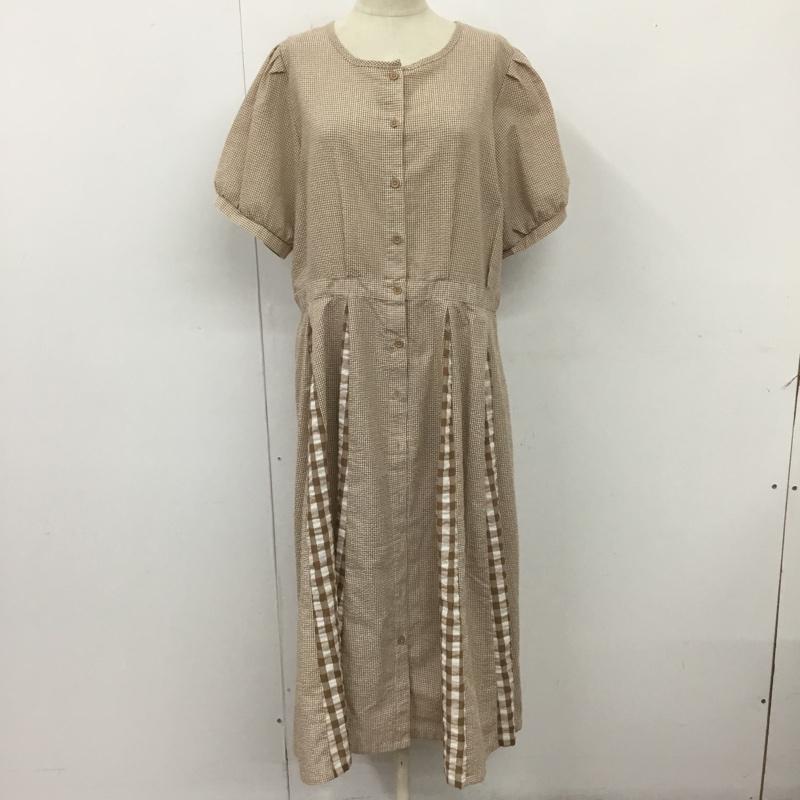 メルロー merlot ワンピース ロングスカート ギンガムチェック 半袖 前開き チェック 白 / ホワイト / X 茶 / ブラウン /  レディース USED 古着 中古 10116078