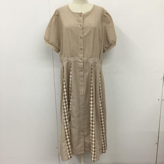 メルロー merlot ワンピース ロングスカート ギンガムチェック 半袖 前開き チェック 白 / ホワイト / X 茶 / ブラウン /  レディース USED 古着 中古 10116078