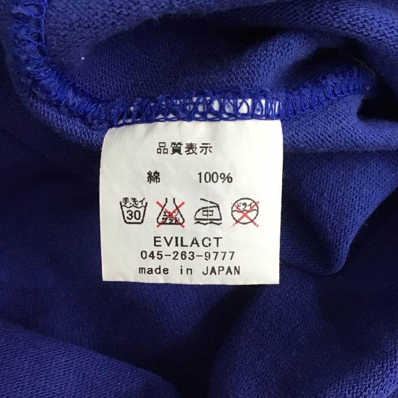 イーブルアクト EVILACT Tシャツ 長袖 クルーネック ナンバリングプリント M ロゴ、文字 青 / ブルー / X アイボリー / アイボリー /  メンズ USED 古着 中古 10111200