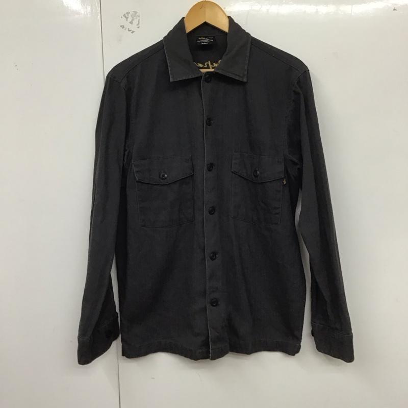 アルファインダストリー Alpha Industries シャツ、ブラウス 長袖 M 無地 黒 / ブラック /  メンズ USED 古着 中古 10129943