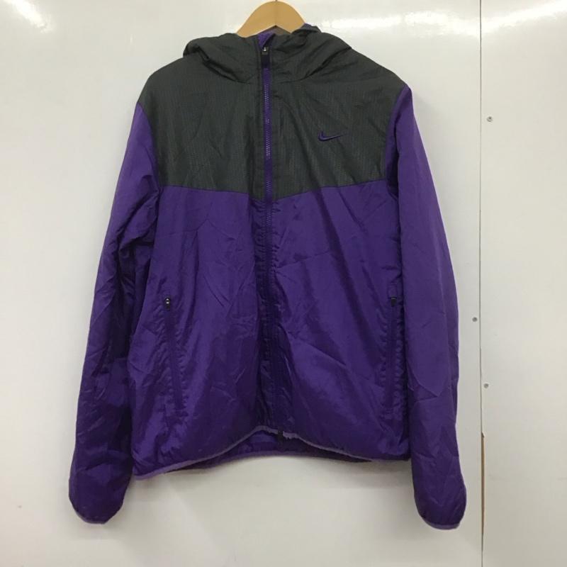 ナイキ NIKE ジャケット、上着 ジャンパー、ブルゾン ジップアップジャケット ナイロンジャケット アウター XL ロゴ、文字 黒 / ブラック / X 紫 / パープル /  メンズ USED 古着 中古 10139888