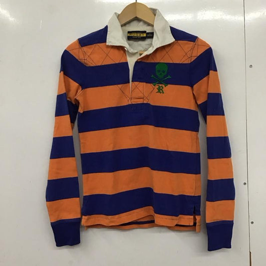 ラルフローレン ラグビー RALPH LAUREN RUGBY ポロシャツ 長袖 長袖ポロシャツ 長袖カットソー カラーシャツ S ボーダー柄 青 / ブルー / X 橙 / オレンジ /  レディース USED 古着 中古 10132948