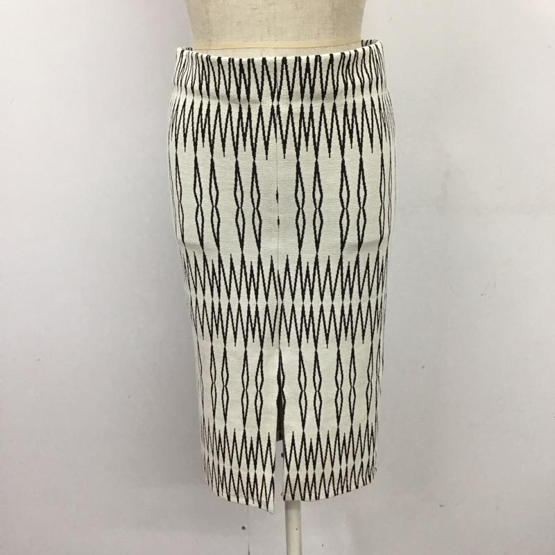 ザラ ZARA スカート ひざ丈スカート ひざ丈スカート タイトスカート ストレッチ スリット S プリント 白 / ホワイト /  レディース USED 古着 中古 10115954