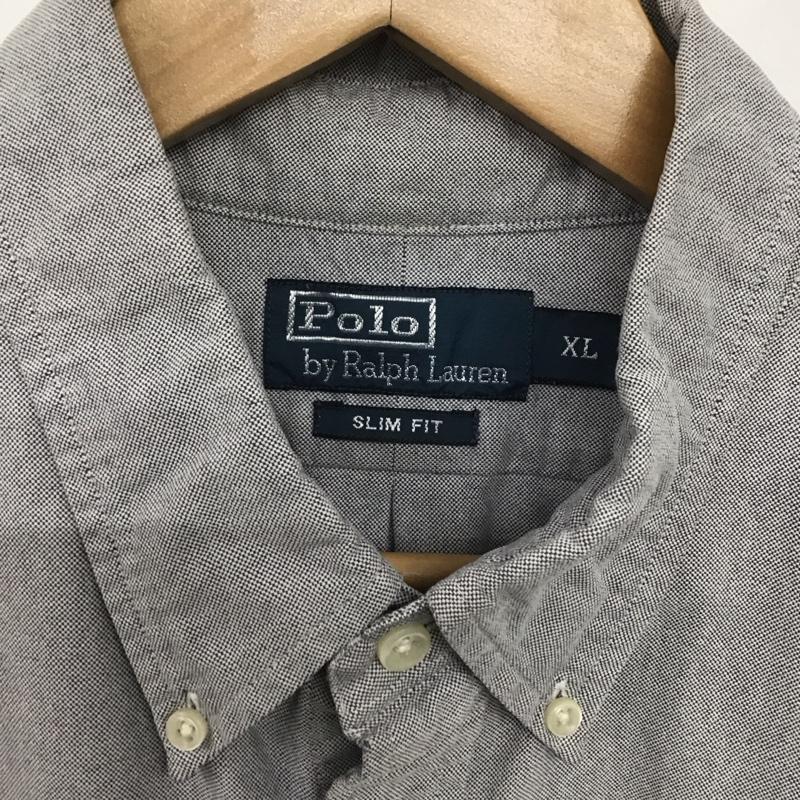 ポロバイラルフローレン Polo by RALPH LAUREN シャツ、ブラウス 長袖 長袖シャツ 無地シャツ カラーシャツ ボタンダウンシャツ XL ロゴ、文字 灰 / グレー /  メンズ USED 古着 中古 10141905