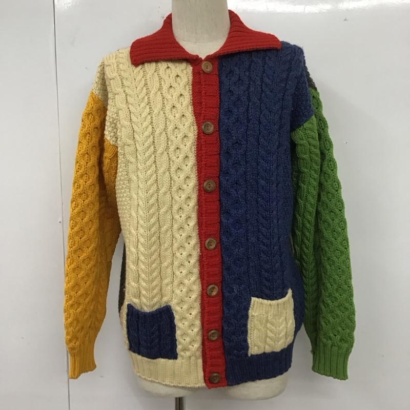 ジョンモロイ John Molloy カーディガン 長袖 長袖ニットカーディガン リブニットカーディガン 前ボタン バイカラー  マルチカラー / マルチカラー /  メンズ USED 古着 中古 10110955