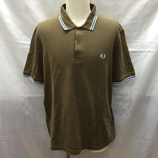 フレッドペリー FRED PERRY ポロシャツ 半袖 半袖ポロシャツ カラーシャツ 半袖カットソー 46 ロゴ、文字 茶 / ブラウン /  メンズ USED 古着 中古 10117433