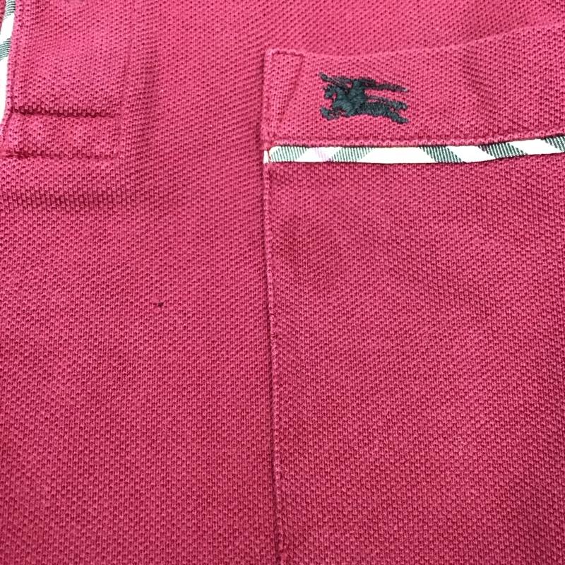 バーバリーロンドン Burberry London ポロシャツ 半袖 半袖ポロシャツ カラーシャツ 半袖カットソー M ロゴ、文字 えんじ / ワインレッド /  メンズ USED 古着 中古 10111802