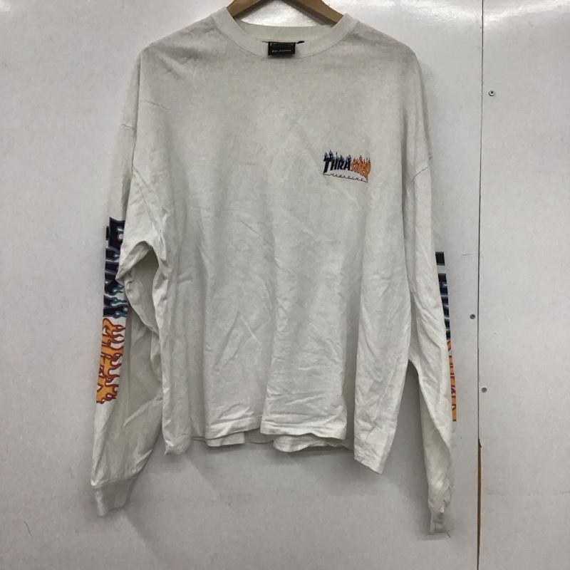 スラッシャー THRASHER カットソー 長袖 長袖カットソー プリントカットソー クルーネック M ロゴ、文字 白 / ホワイト /  メンズ USED 古着 中古 10146979