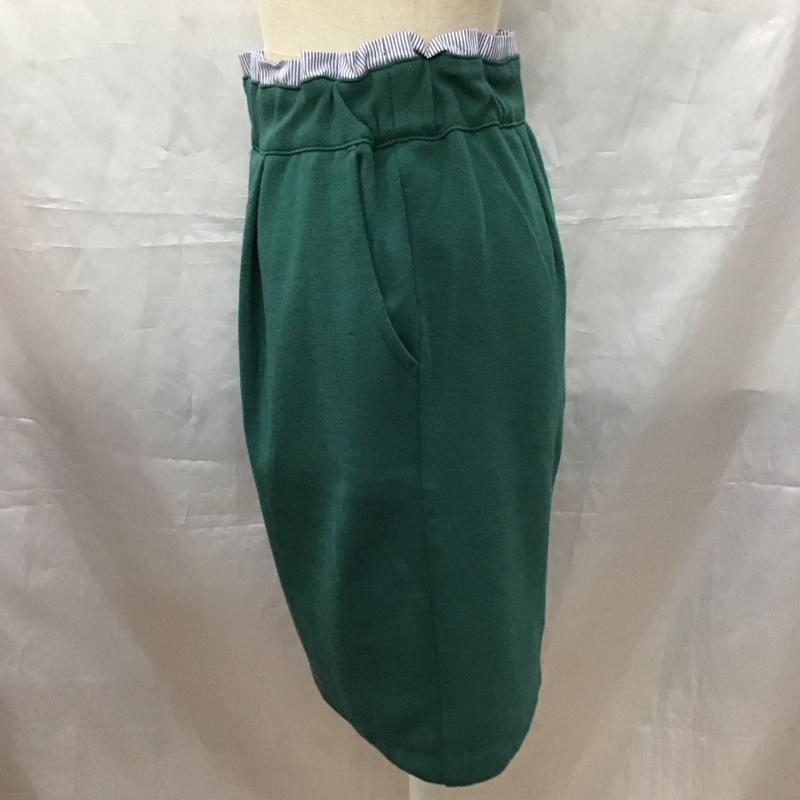 ニコアンド niko and... スカート ミニスカート ON41DM13TO CポンチタックタイトSK タグ付き M 無地 緑 / グリーン /  レディース USED 古着 中古 10115405